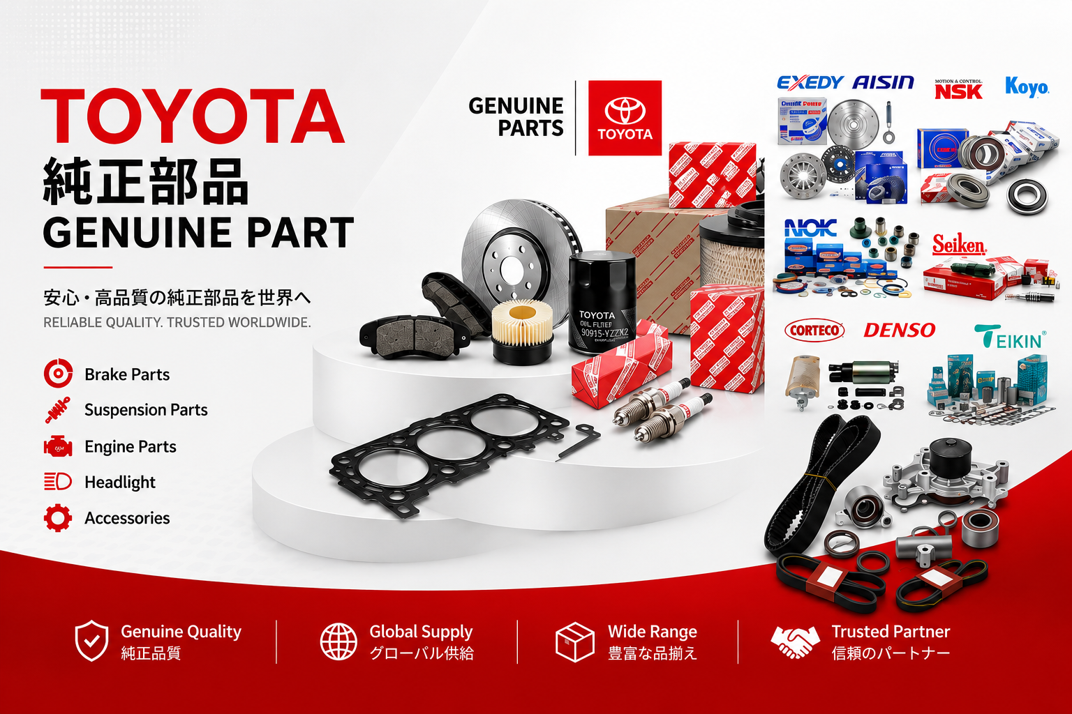 Toyota genuine-quality aftermarket parts for B2B export supply